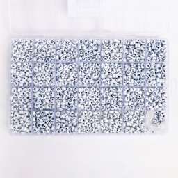 Jewelry Made By Me Letter Bead Box - Pkg of 1,600, White Beads, Black Letters