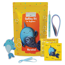 My Creative Camp Beginner Quilling Craft Kit - Narwhal contents with packaging