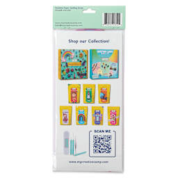 My Creative Camp Paper Quilling Strips - Pkg of 240. Set of 6 colors, Rainbow, 45 cm x 5 mm back of packaging