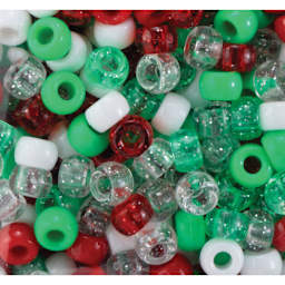 Cousin DIY Fun Pack Pony Beads - Pkg of 500, Christmas Mix, 6 mm x 9 mm