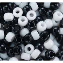 Cousin DIY Fun Pack Pony Beads - Pkg of 750, Black and White, 6 mm x 9 mm