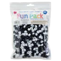 Cousin DIY Fun Pack Pony Beads - Pkg of 750, Black and White, 6 mm x 9 mm front of packaging