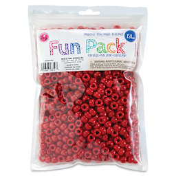 Cousin DIY Fun Pack Pony Beads - Pkg of 750, Red, 6 mm x 9 mm front of packaging