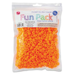 Cousin DIY Fun Pack Pony Beads - Pkg of 750, Orange, 6 mm x 9 mm front of packaging