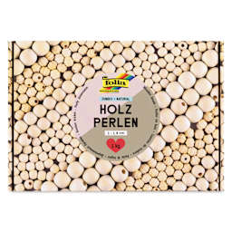 Folia Jumbo Wooden Bead Mix - Natural, 1 kg Box front of packaging