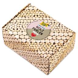 Folia Jumbo Wooden Bead Mix - Natural, 1 kg Box angled view of packaging