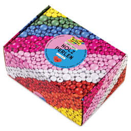Folia Jumbo Wooden Bead Mix - Primary, 1 kg Box angled view of packaging