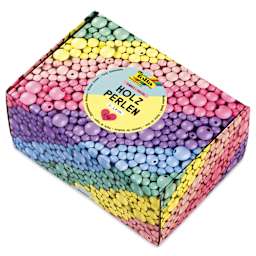 Folia Jumbo Wooden Bead Mix - Pastel, 1 kg Box angled view of packaging
