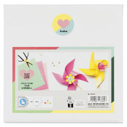 Folia Plastic Origami Folding Sheets - Pkg of 20, 5 Assorted Colors, 20 cm x 20 cm back of packaging