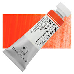 PWC Extra Fine Professional Watercolor - Cadmium Red Orange, 15 ml, Tube and swatch