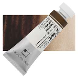 PWC Extra Fine Professional Watercolor - Vandyke Brown 2, 15 ml, Tube and swatch
