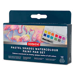 Derwent Watercolor Half Pan Paint - Set of 12, Pastels front of package