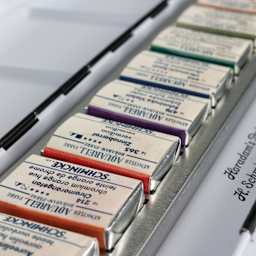 Schmincke Horadam Aquarell Watercolor Pans - Set of 9, Technical Colors, close-up of the full pans