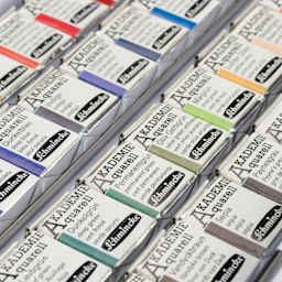 Schmincke Akademie Aquarell Watercolor Pans - Set of 40, close-up of half pans