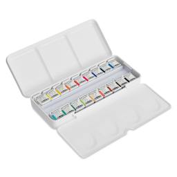 Schmincke Akademie Aquarell Watercolor Pans - Set of 18, Plastic Case, Assorted Colors, Half Pans