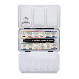 Schmincke Horadam Aquarell Watercolor Pans - Set of 12 with Brush, Wanderlust, Half Pans, open