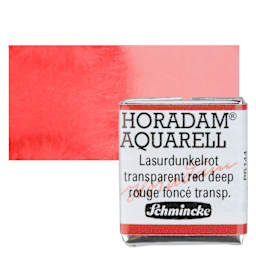 Schmincke Horadam Aquarell Watercolor - Transparent Red Deep, Half Pan and swatch