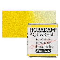 Schmincke Horadam Aquarell Watercolor - Aureolin Hue, Half Pan and swatch
