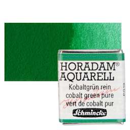 Schmincke Horadam Aquarell Watercolor - Cobalt Green Pure, Half Pan and swatch
