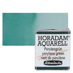 Schmincke Horadam Aquarell Watercolor - Perylene Green, Half Pan and swatch