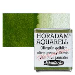 Schmincke Horadam Aquarell Watercolor - Olive Green Yellowish, Half Pan and swatch