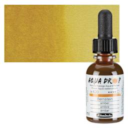Schmincke Aqua Drop Watercolor - Amber, 30 ml bottle and swatch