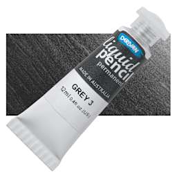 Derivan Permanent Liquid Pencil Tube - Grey #3, 12 ml, bottle with swatch
