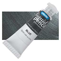 Derivan Permanent Liquid Pencil Tube - Blue, 12 ml, bottle with swatch