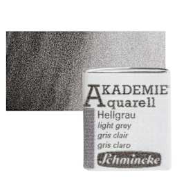 Schmincke Akademie Aquarell Watercolor Pan - Light Grey, Half Pan and swatch