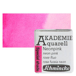 Schmincke Akademie Aquarell Watercolor Pan - Neon Pink, Half Pan and swatch