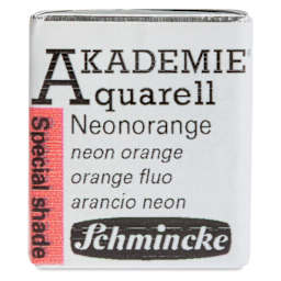 Schmincke Akademie Aquarell Watercolor Pan - Neon Orange, Half Pan