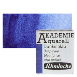 Schmincke Akademie Aquarell Watercolor Pan - Deep Blue, Half Pan and swatch