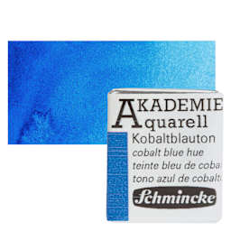 Schmincke Akademie Aquarell Watercolor Pan - Cobalt Blue Hue, Half Pan and swatch