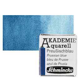 Schmincke Akademie Aquarell Watercolor Pan - Prussian Blue, Half Pan and swatch