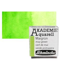 Schmincke Akademie Aquarell Watercolor Pan - May Green, Half Pan and swatch