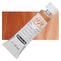 Schmincke Liquid Earth Watercolor Tube - Liquid Sanguine, 15 ml tube and swatch