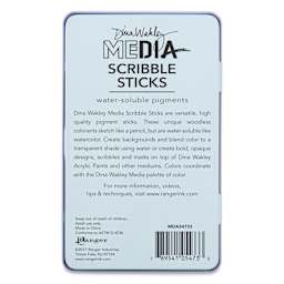 Ranger Dina Wakley Scribble Water-Soluble Pigment Sticks - Set 1, Set of 12 back of package
