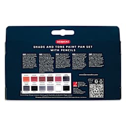 Derwent Shade and Tone Paint Pan Set With Pencils - Set of 12, Assorted Colors, back view of the packaging