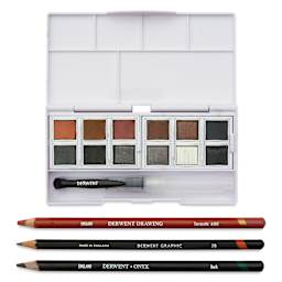 Derwent Shade and Tone Paint Pan Set With Pencils - Set of 12, Assorted Colors, set contents