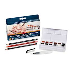 Derwent Shade and Tone Paint Pan Set With Pencils - Set of 12, Assorted Colors, set contents with packaging