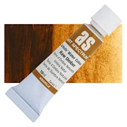 Art Spectrum Artists’ Watercolor Tube - Raw Umber, 10 ml tube and swatch