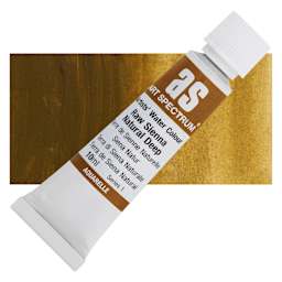 Art Spectrum Artists’ Watercolor Tube - Raw Sienna Natural Deep, 10 ml tube and swatch