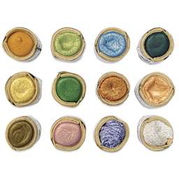 Beam Paints Watercolor Paintstones - Set of 12, Sparkle Spectrum Colors top view
