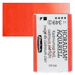 Schmincke Horadam Aquarell Watercolor - Cadmium Red Light, Full Pan and swatch