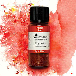Jackman's Crystalline Powder Watercolor - Poppy Red, 6 g bottle and swatch