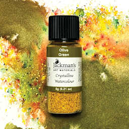Jackman's Crystalline Powder Watercolor - Olive Green, 6 g bottle and swatch