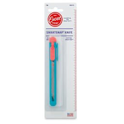 Excel Blades Smart Snap Knife - Front of blister package of Blue knife