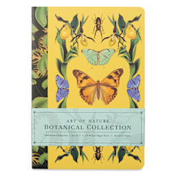 Art of Nature Sewn Notebook Set - Botanical, Set of 3, 6" x 8-1/2", 64 pages, butterflies front cover