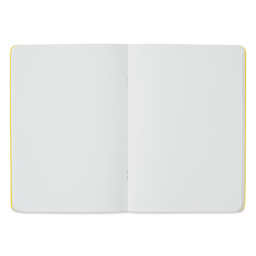 Fabriano EcoQua Staplebound Notebook - Yellow, 8.3" x 5.8", Blank (open to show paper)