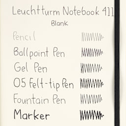 Leuchtturm1917 411 Notebooks, swatch of pen marks on blank paper